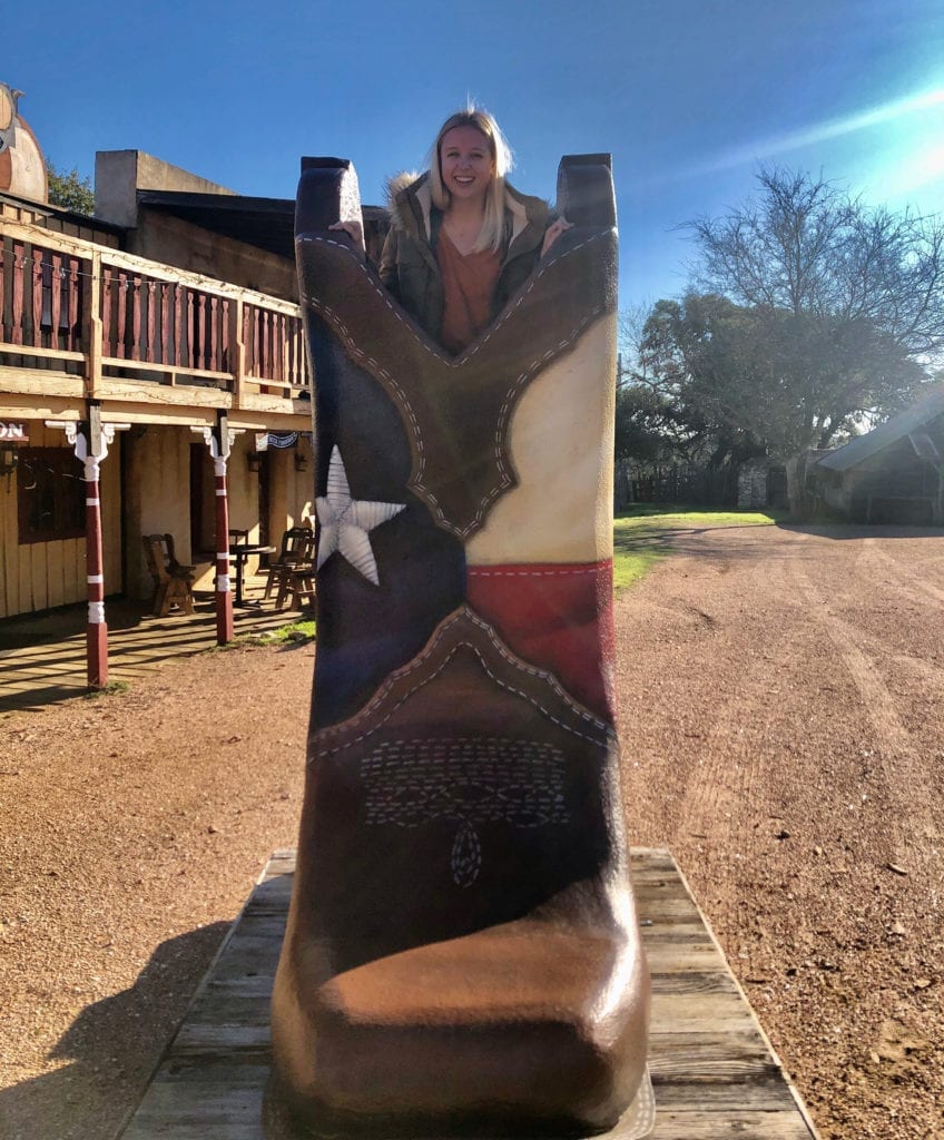 Lifesize boot for photos at Enchanted Springs Ranch