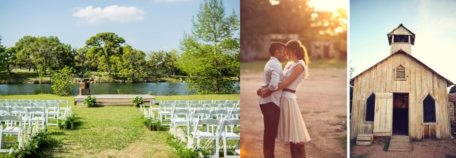 Indoor and outdoor wedding ceremony and receptions at Enchanted Springs Ranch