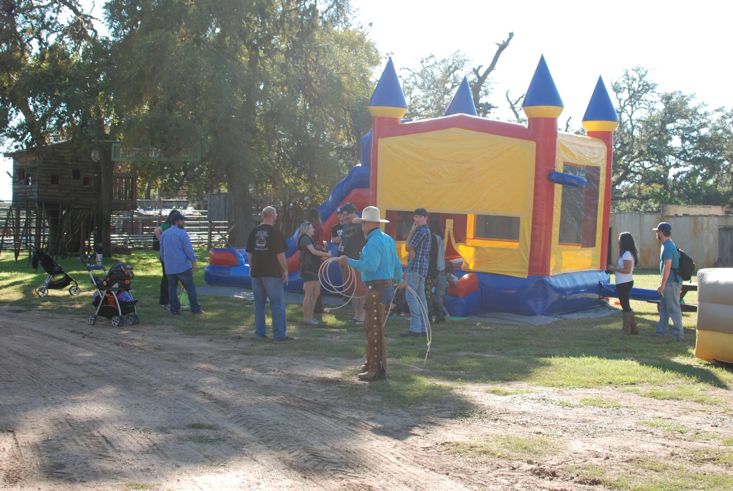 Bounce houses and trick ropers at Enchanted Springs Ranch